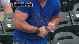 Muscular fan struggles with water bottle [upl. by Ravens]