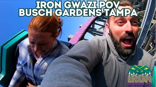 Iron Gwazi Back Row POV Busch Gardens [upl. by Okiek]