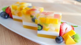 Agar Jelly Fruit Cake Recipe เค้กวุ้นผลไม้  Hot Thai Kitchen [upl. by Caressa544]