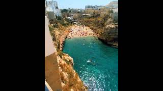 Polignano Mare city on cliff overlooking sea 🩵 italia italy puglia viral shorts exploravista [upl. by Kerrill315]