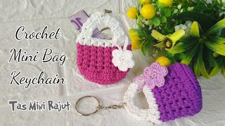 Crochet Mini Bag Keychain  Envelope crochet [upl. by Ecirtahs718]