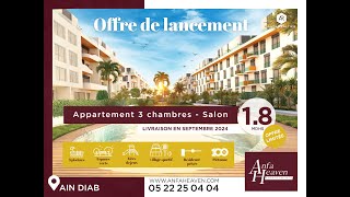 OFFRE DE LANCEMENT  ANFA HEAVEN 3 CHAMBRES SALON  Anfa Realties [upl. by Pincince554]