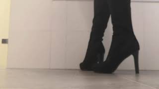 Black Suede Overknee High Heel Boots Crush Grapes [upl. by Kele654]