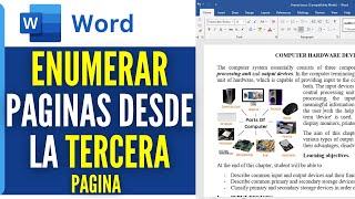 Cómo ENUMERAR Paginas en WORD desde la TERCERA PAGINA 2024 Tutorial [upl. by Iknarf966]