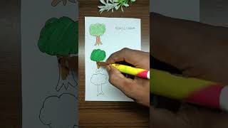 Tree drawing with three types of colours creative shorts drawing art easy [upl. by Mirabelle117]