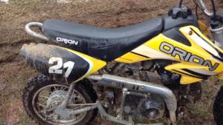 Orion 70cc Pit Bike 18°F cold startFirst Kick [upl. by Dorcea196]