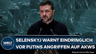 UNGENERALDEBATTE Wolodymyr Selenskyj fordert vor Vereinten Nationen Putin zum Frieden zu zwingen [upl. by Jacobine]