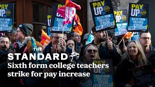 Sixth form college teachers strike for pay increase [upl. by Stoddard]