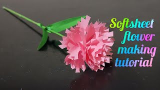 DIY Softsheet flower🌷  Softsheet flower making tutorial🌷  Handmade home decor 🥰  Paper Flowers 😍 [upl. by Stuppy587]