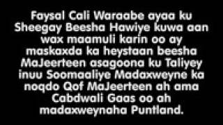 Faysal Cali Waraabe oo Hawiye caayey [upl. by Elidad]