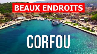 Île de Corfou Grèce  Plage voyage mer lieux tourisme paysages  vidéo 4k  Corfou vue du ciel [upl. by Amorette]