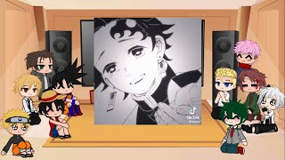 Anime Protagonists react to Tanjiro Kamado  410  Demon Slayer [upl. by Nehtanhoj581]