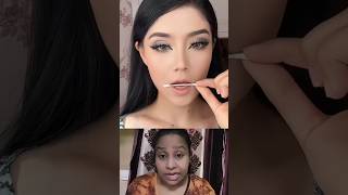 😅Craziest Overlining Lipstick Hack  Earbud Lipstick Hack lipstick makeup trending [upl. by Arahat]