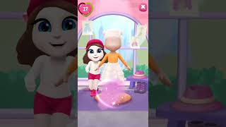 Talking Angela sewed 2 beautiful dresses and tried them on [upl. by Ahseila]