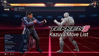 Kazuya Mishima Move List  TEKKEN 8 [upl. by Ardnwahs]