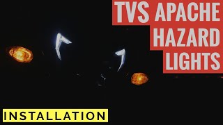 HOW TO INSTALL HAZARD FLASHER LIGHTS ON TVS APACHE RTR 200  SIMTAC AUTO HAZARD MODULE ON TVS APACHE [upl. by Martel744]