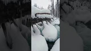 A snowy river in Alaska naturestherapy alaska rivers snow peaceful [upl. by Savannah256]