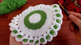 Crafting a Lovely and Simple 🥰 Tutorial for a Decorative 3D Crochet Coffee Coaster [upl. by Garret985]