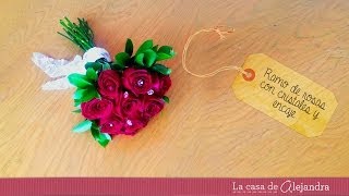 Ramo con cristales y encaje  DIY Red bouquet with crystals and lace [upl. by Anaeco]