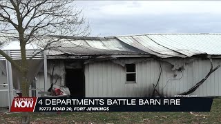 Four departments battle barn fire in Putnam County [upl. by Ahseila]