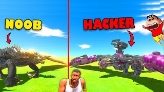 UPGRADING NOOB DRAGON into HACKER MECHA DRAGON in Animal Revolt Battle Simulator with SHINCHAN CHOP [upl. by Giordano725]