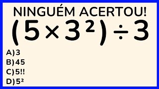 🔥5 QUESTÕES DE MATEMÁTICA PARA DESTRAVAR SEU CÉREBRO🧠 NÍVEL 1 [upl. by Enoj]