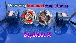 Unboxing the Iron Man and ￼Thanos beyblade X￼ [upl. by Ahsiemak]