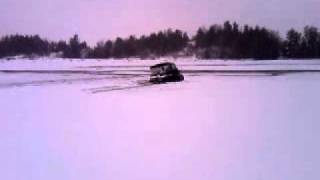 Argo breaks through ice then gets back up Ice fishing in Ontario [upl. by Airamak]