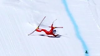 High Speed Ski Crash in 4K  Simon Billy Vars 2017 from the 245kmh start [upl. by Sulamith599]