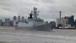 Chinese Warship 578 Yangzhou leaving London after a goodwill visit [upl. by Alleroif]