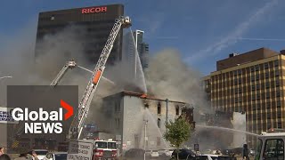 Downtown Winnipeg fills with smoke from fire at 120yearold Windsor Hotel [upl. by Jabin]