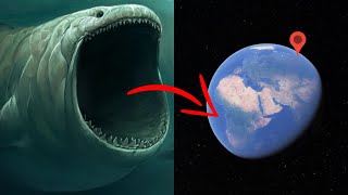 Sea Monsters Bloop Megalodon Blue Whale Shark Giant Squid In Real Life on Google Earth [upl. by Ydnih]