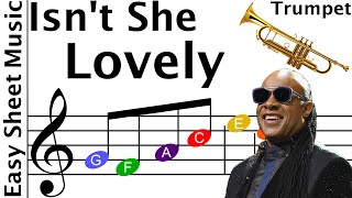 Isnt She Lovely  Trumpet Beginner Sheet Music with Easy Notes amp Letters [upl. by Adnarahs]