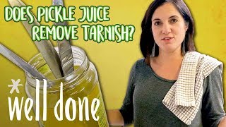 How to Remove Silver Tarnish with Pickle Juice  Food 101  Well Done [upl. by Annej]