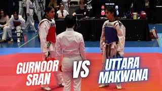 Taekwondo 2024 Korean Consul General Cup  Gurnoor Srar vs Uttara Makwana [upl. by Lilahk395]