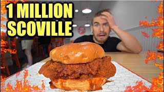 2 MINUTES TO FINISH DEATHLY GHOST PEPPER HOT CHICKEN SANDWICH CHALLENGE [upl. by Sneve259]