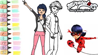 Miraculous Adrien Agreste and Marinette Coloring  Coloring With enjoykidsstv [upl. by Darrel]