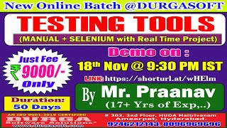 TESTING TOOLS Online Training  DURGASOFT [upl. by Asiaj361]