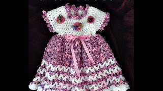 How to crochet a baby dress MARCIE dress and free crochet pattern Video 1234 [upl. by Ilrebmyk990]