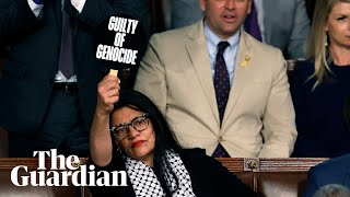 Rashida Tlaib holds ‘war criminal’ sign as Netanyahu addresses Congress [upl. by Hen]