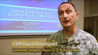 USAREUR Spotlight  USAREUR CSM Davenport at NCOCEA [upl. by Schwitzer579]