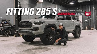 Fitting 285 Tires on a Tacoma OffRoad  SPC UCAs  Dobinson MRRs [upl. by Leohcin]