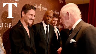 King meets cast of Gladiator II at world premiere [upl. by Gillead]