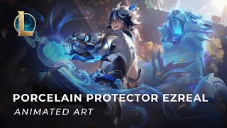 Porcelain Protector Ezreal Animated Art FanMade [upl. by Mcknight]