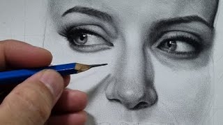 Realistic Graphite Pencil Shading Portrait Drawing LIVE Tutorial [upl. by Licko479]