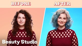 Brown to Gray Blue Hair Transformation  Beauty Studio [upl. by Undine]