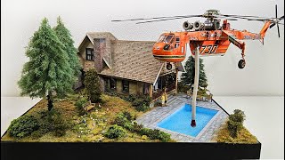 Kanada Blockhouse Diorama 135 with Flying Sikorsky Skycrane S64 Helicopter [upl. by Eihctir]