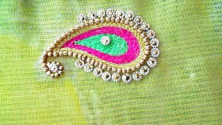 Mango design embroidery  Beaded outline [upl. by Nealey]