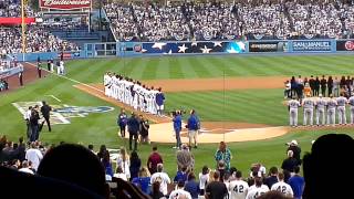 Tyrese Gibson Sings The National Anthem 041515 Dodgers vs Mariners Jackie Robinson Day [upl. by Avigdor]