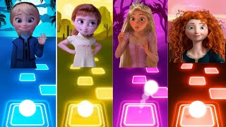 Elsa Let It Go vs Baby Anna vs Tangled I See the Light vs Merida  Disney Princesses [upl. by Sukramed]